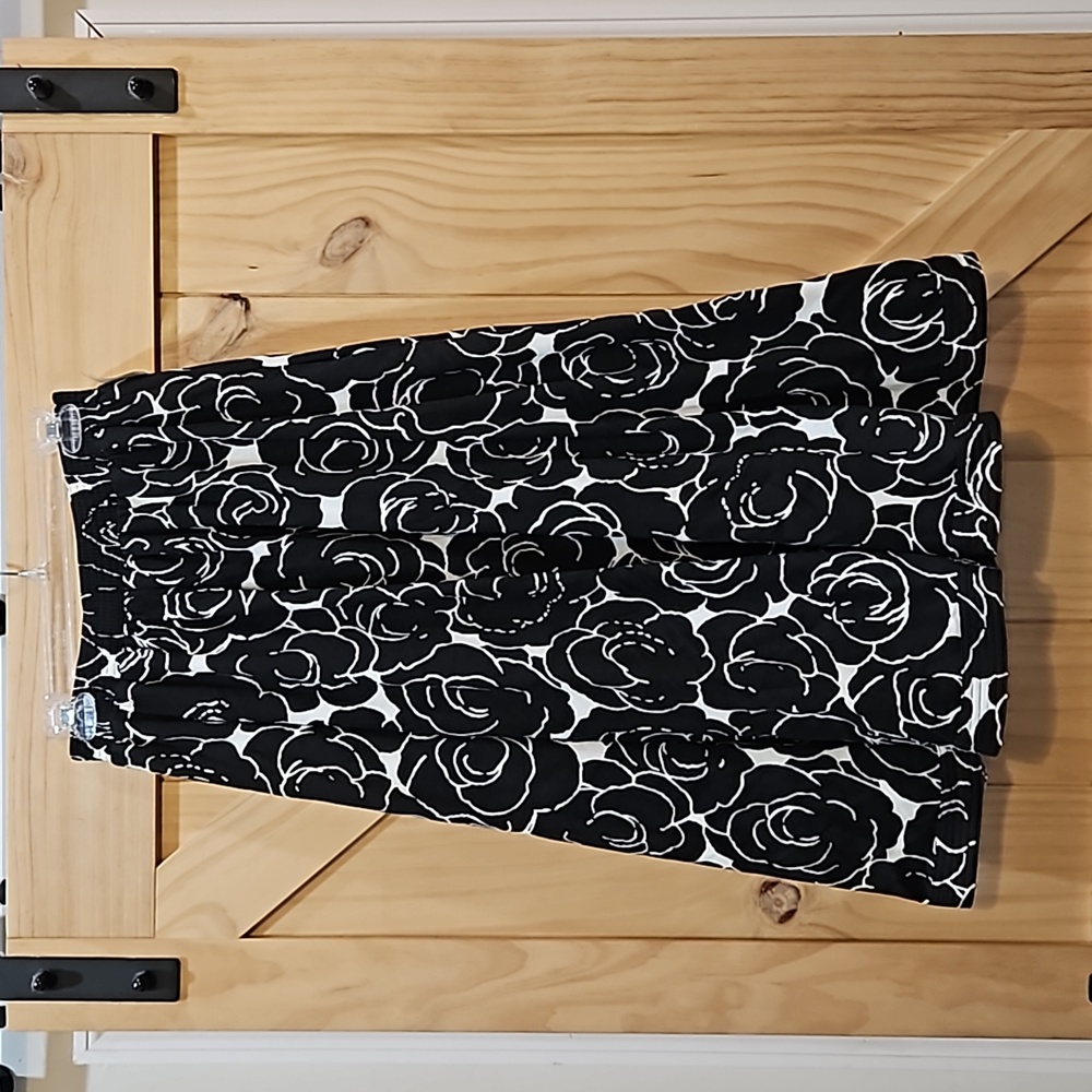 NOS | Vintage Peter Popovitch Black & White Floral Skirt | Medium